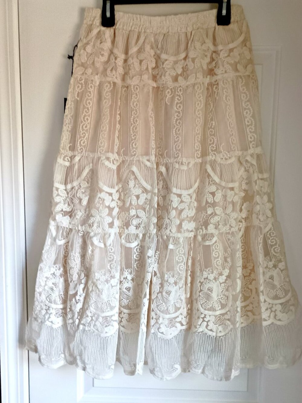 NEW! BOHO ROMANCE Embroidered LACE MIDI SKIRT - Picture 6 of 6